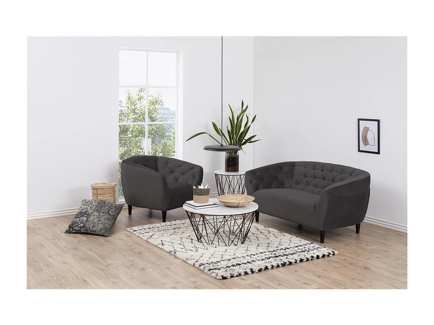 Fauteuil en velours capitonné - RIA