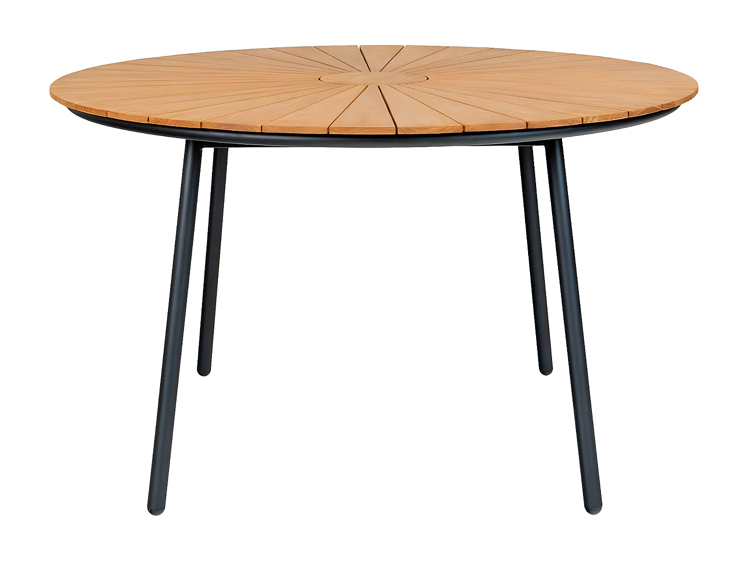 Cleveland Gartenset Esstisch Ø130cm natur, schwarz und 4 Salerno Stuhl grau, schwarz.