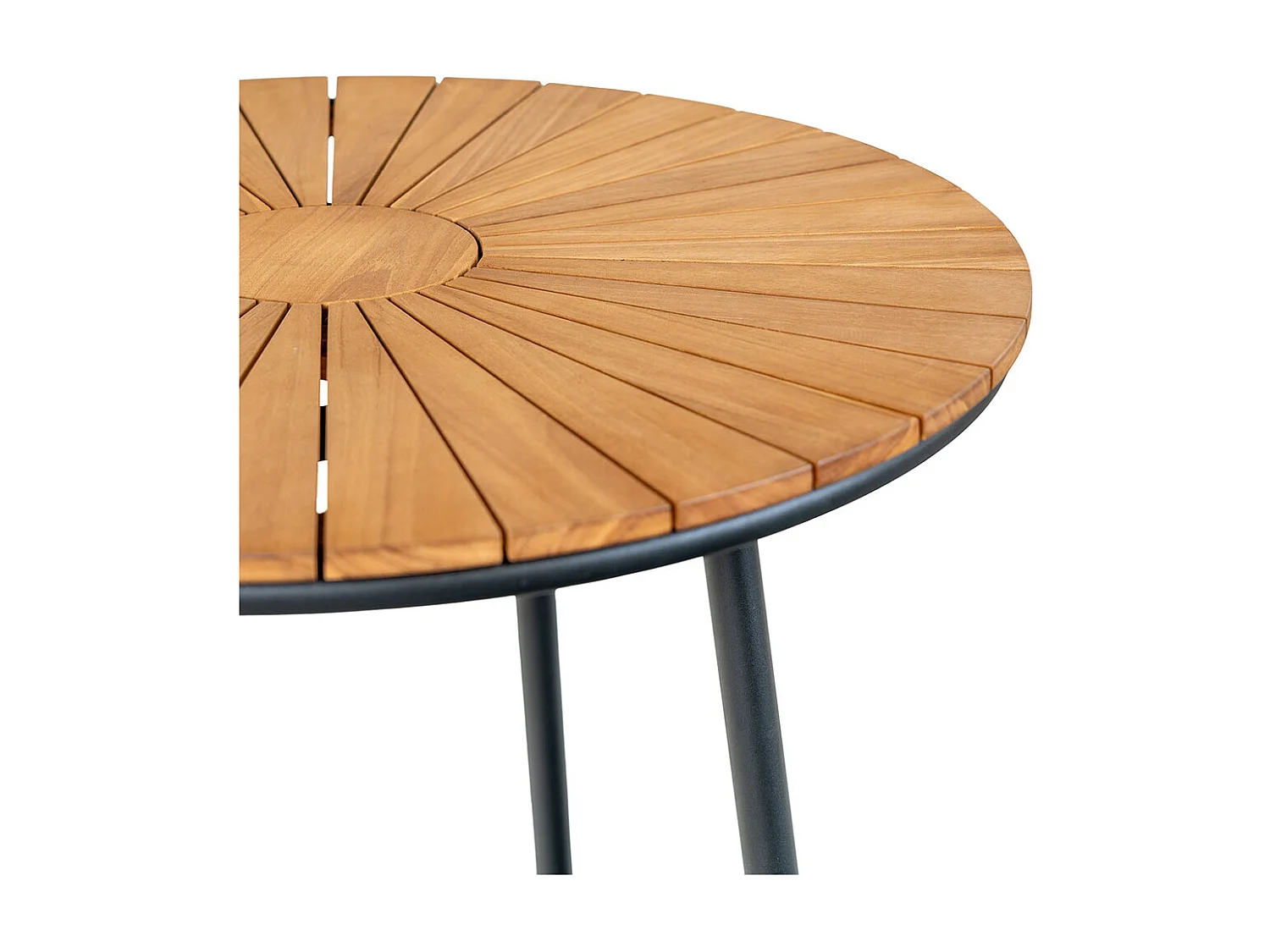 Cleveland Gartenset Esstisch Ø130cm natur, schwarz und 4 Salerno Stuhl grau, schwarz.