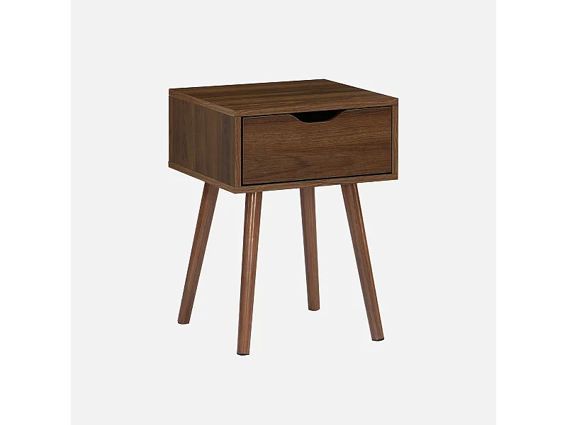 Comodino effetto legno 1 cassetto marrone, marrone