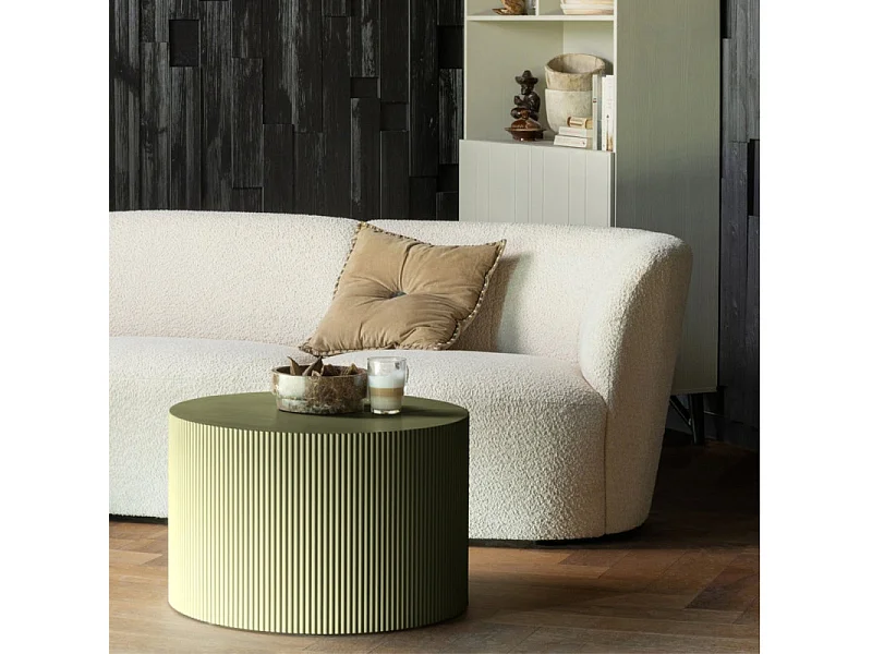 Table basse design ronde 60cm en bois SOSO - Vert kaki