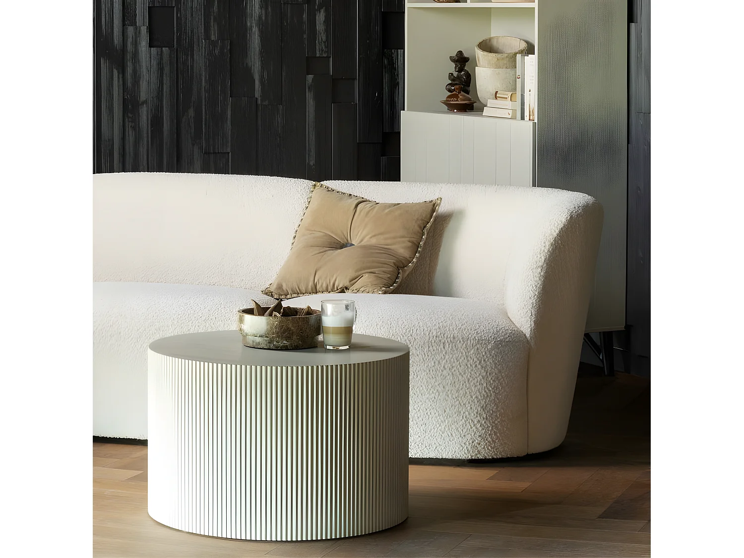 Table basse design ronde 60cm en bois SOSO - Beige