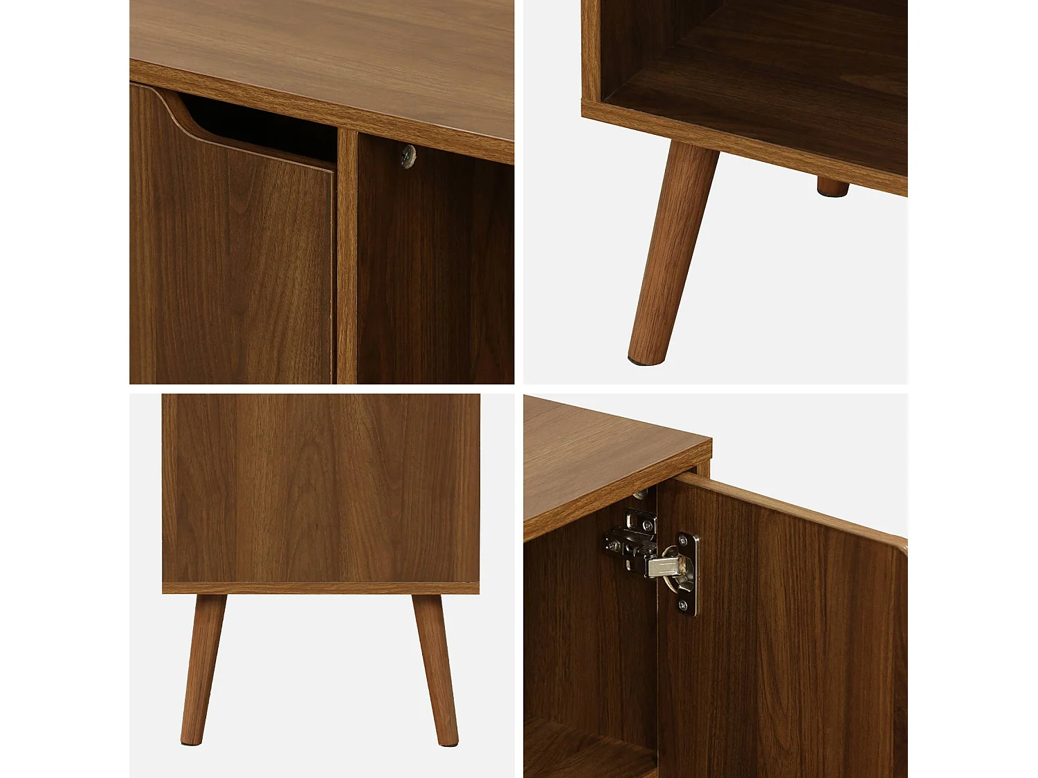 Aparador efecto nogal 1 puerta y 2 estantes, 80cm nogal