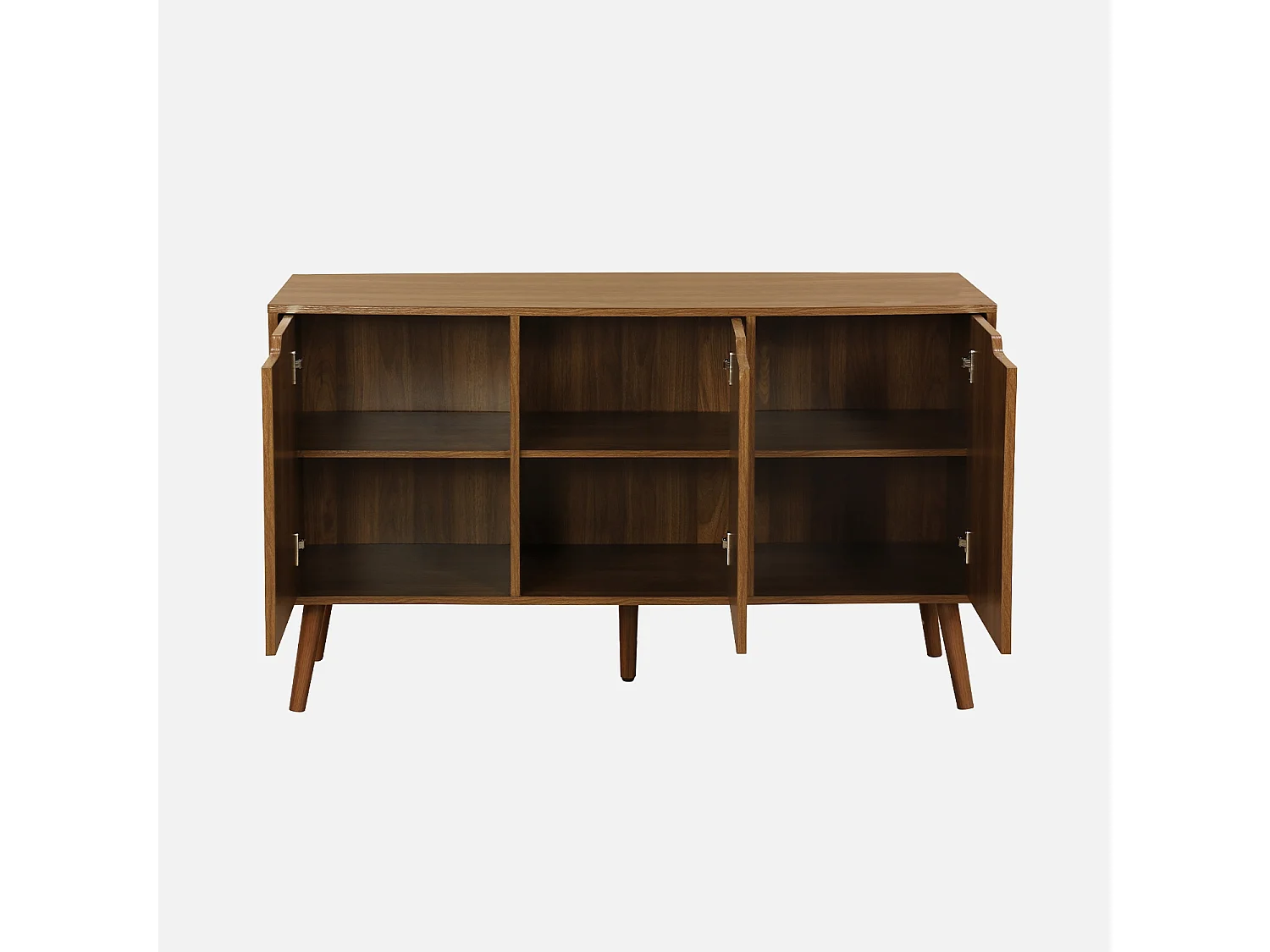 Buffet de rangement effet bois de noyer 3 portes et 3 étagères.  buffet bas. 120cm