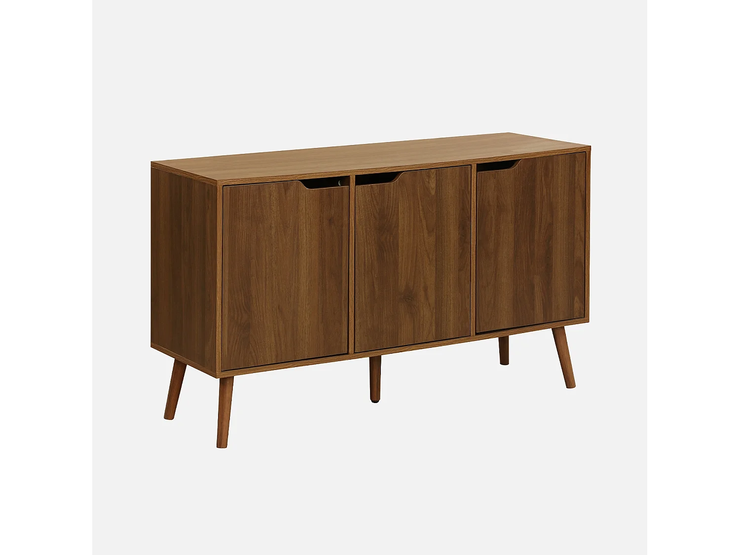 Buffet de rangement effet bois de noyer 3 portes et 3 étagères.  buffet bas. 120cm