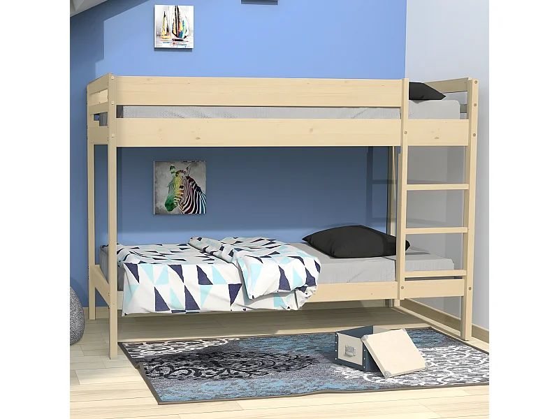 Lit superposé BRICE 90x190 + 2 sommiers / Naturel