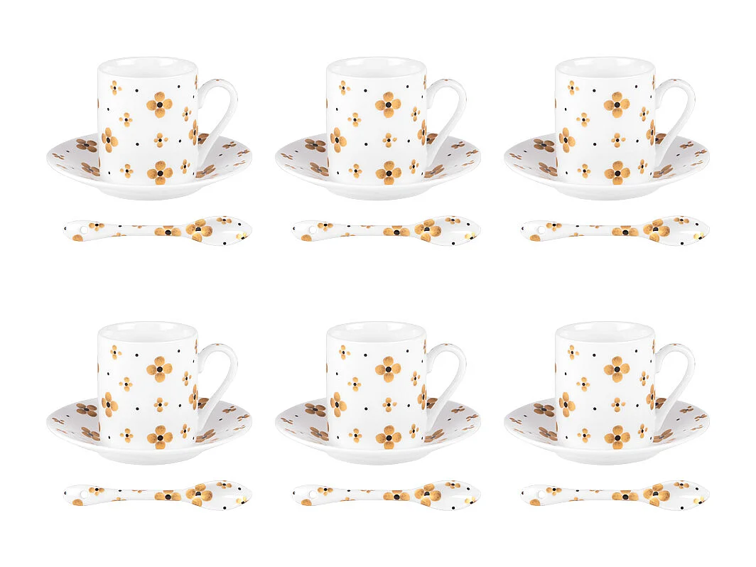 Coffret 6 tasses à café avec sous tasses Eleor 10 cl