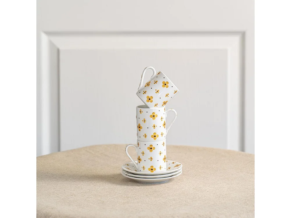 Coffret 6 tasses à café avec sous tasses Eleor 10 cl