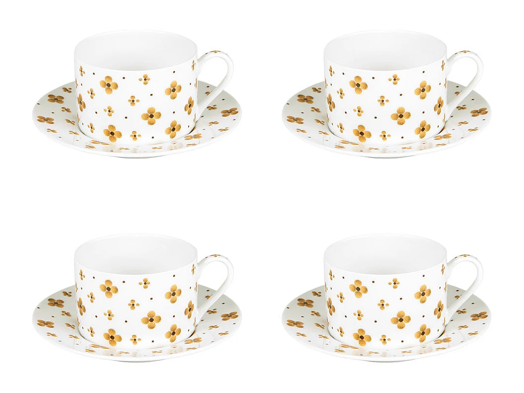 Coffret 4 tasses à thé avec sous tasses Eleor 18 cl