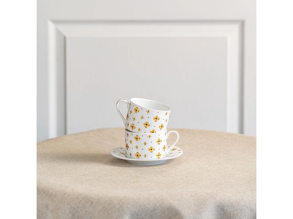 Coffret 4 tasses à thé avec sous tasses Eleor 18 cl