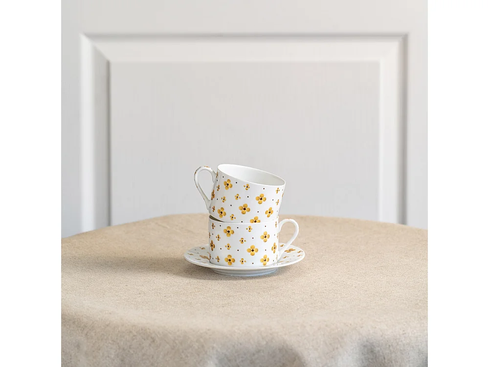 Coffret 4 tasses à thé avec sous tasses Eleor 18 cl