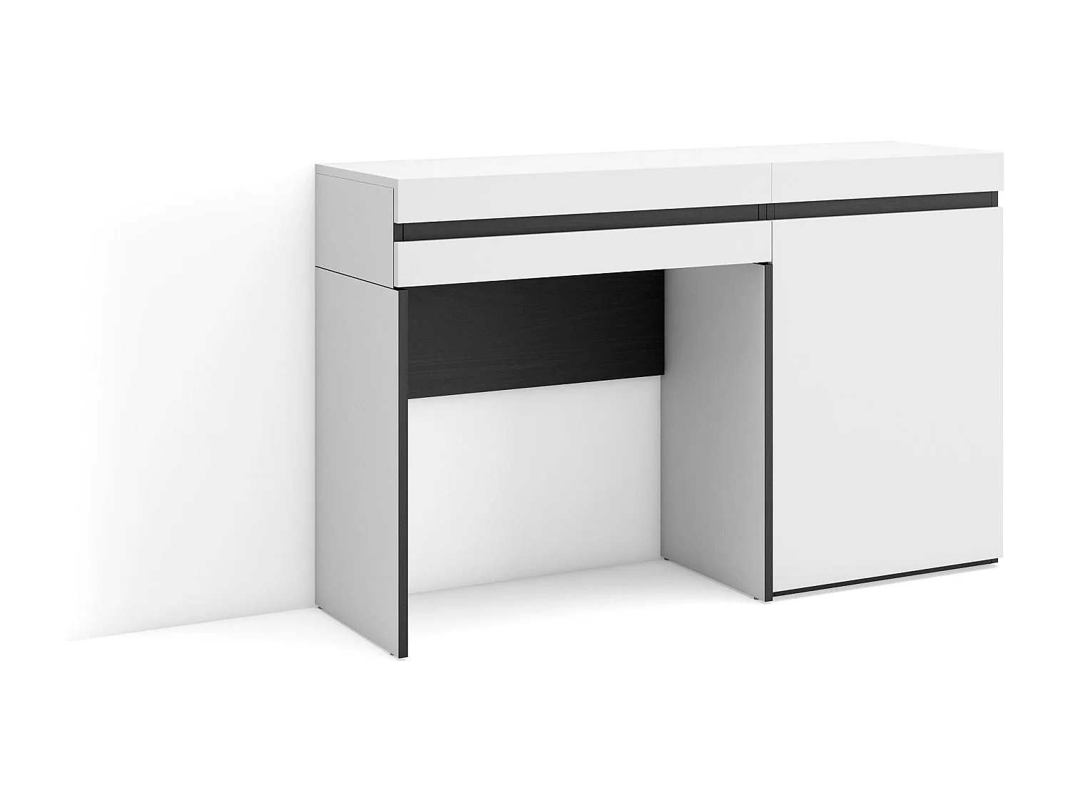 Tocador, 121x35x75cm, Con cajón, Con almacenamiento, Blanco