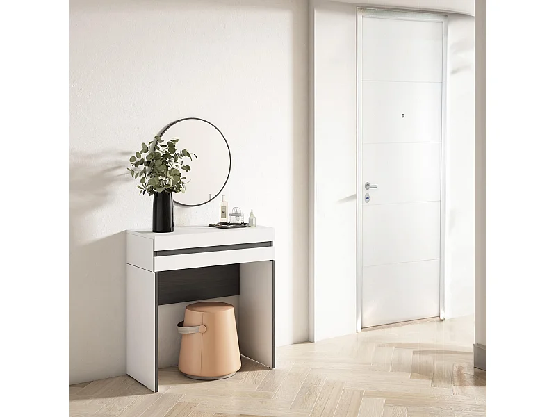 Coiffeuse, 70x35x75 cm, Avec tiroir, Chambre à coucher, Blanc