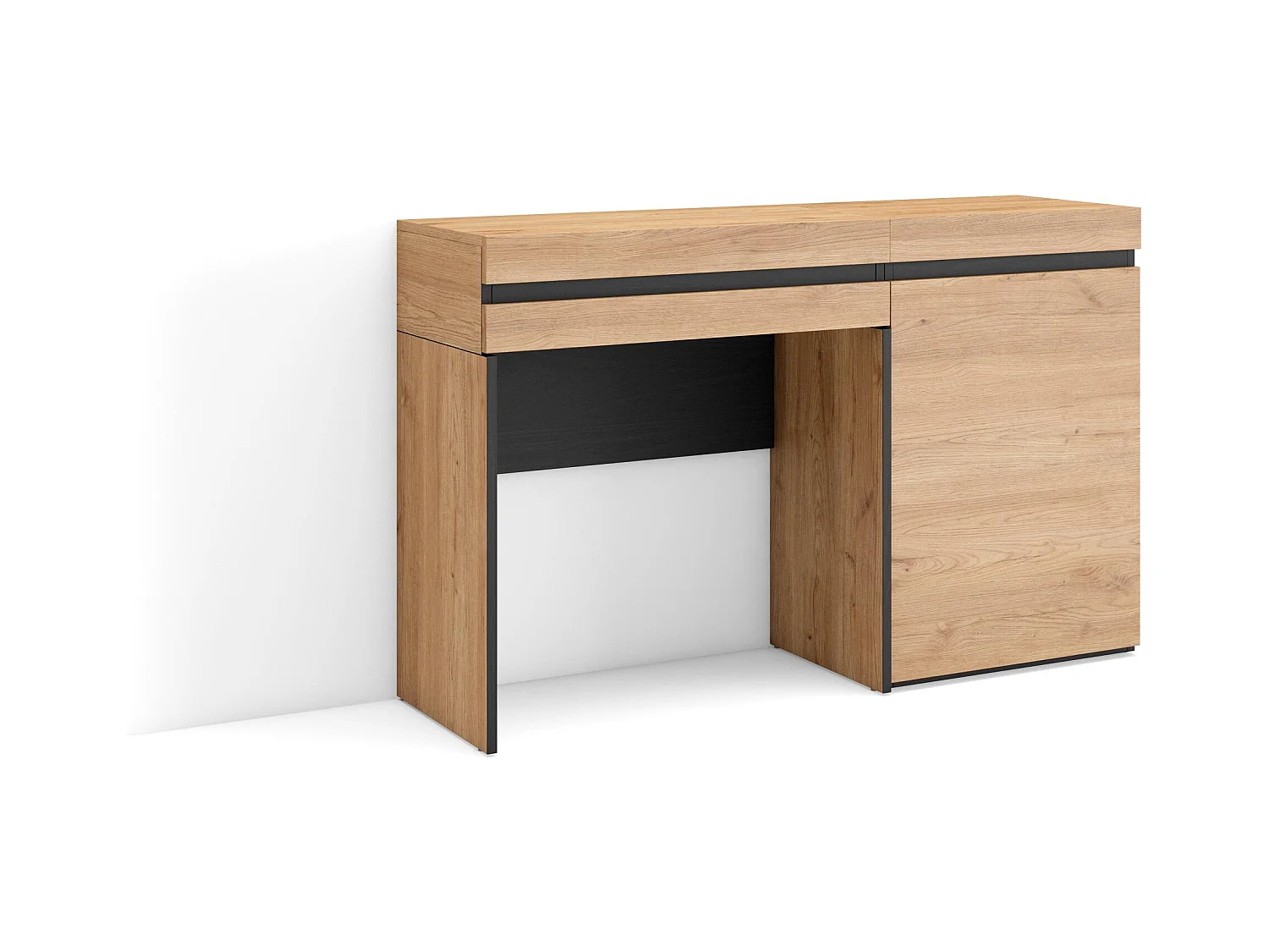 Coiffeuse, 121x35x75 cm, Avec tiroir, Chambre à coucher, Chêne