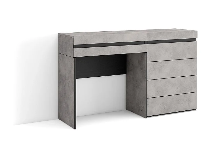 Coiffeuse, 127x35x75 cm, Avec tiroir, Commode, Buffet, Ciment