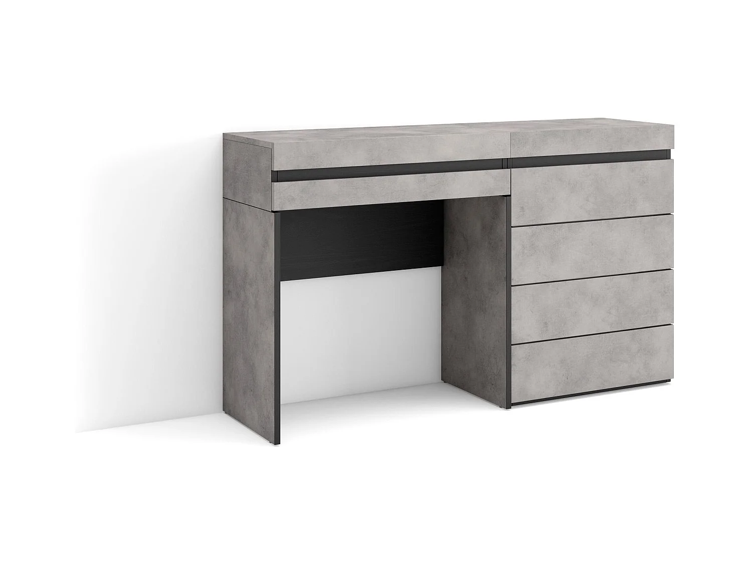 Coiffeuse, 127x35x75 cm, Avec tiroir, Commode, Buffet, Ciment