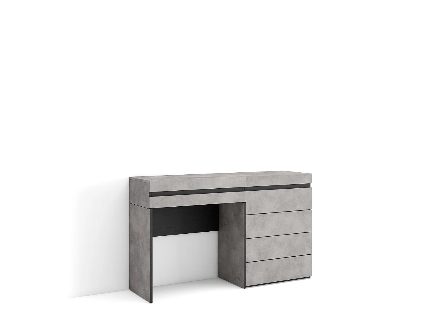 Tocador, 127x35x75cm, Con cajón, Cómoda, Cajonera, Cemento