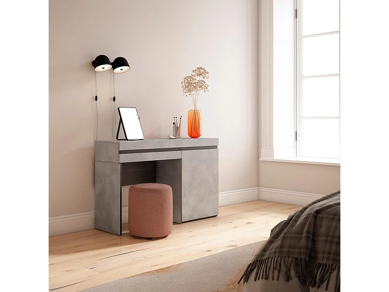 Coiffeuse, 121x35x75 cm, Avec tiroir, Chambre à coucher, Ciment