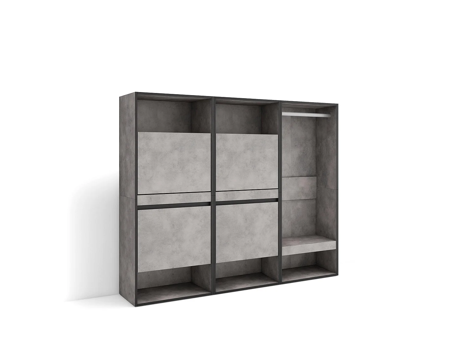 Zapatero, 180x35x145cm, Dormitorio, habitación, Vestidor abierto, Cemento