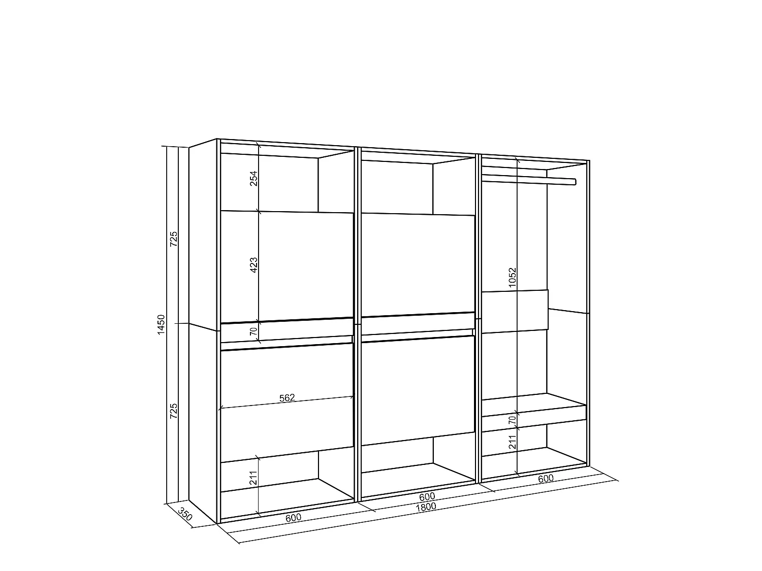 Zapatero, 180x35x145cm, Dormitorio, habitación, Vestidor abierto, Cemento