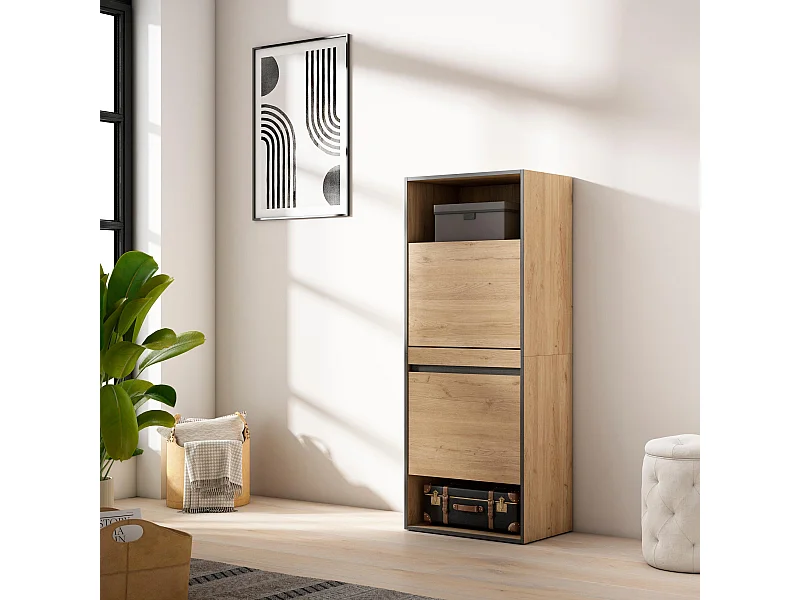 Schuhregal, Schuhschrank, 60x35x145cm, Für Schlafzimmer, Schuh-Organizer, Eiche