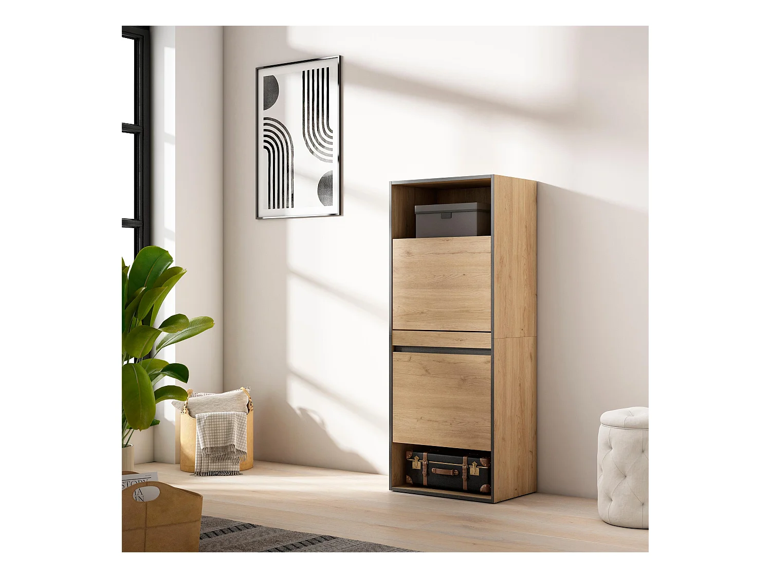 Meuble à Chaussures, 60x35x145 cm, Chambre à coucher, pièce, Armoire  chaussures, Chêne