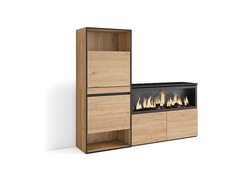 Schuhregal, Schuhschrank, 167x35x145cm, Für Schlafzimmer, Elektrokamin XXL, Eiche