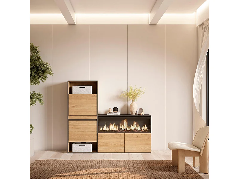 Schuhregal, Schuhschrank, 167x35x145cm, Für Schlafzimmer, Elektrokamin XXL, Eiche