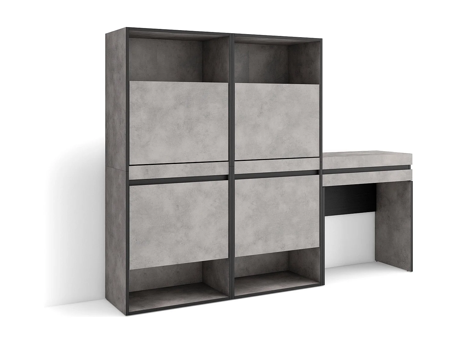 Schoenenkast, 190x35x145cm, Voor slaapkamer, kamer, Kaptafel, Make-uptafel, Cement
