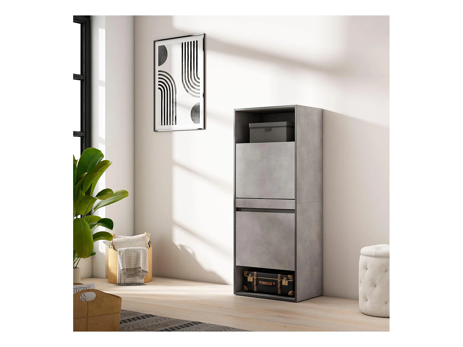 Schoenenkast, 60x35x145cm, Voor slaapkamer, kamer, Schoenenrek, Cement