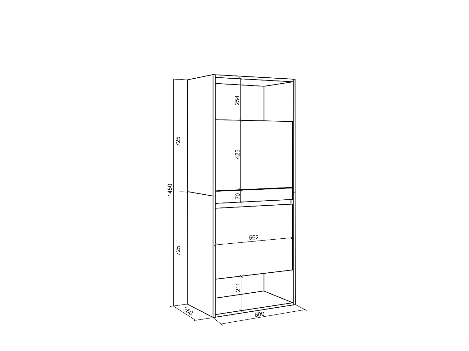 Zapatero, 60x35x145cm, Dormitorio, habitación, Mueble auxiliar, Cemento