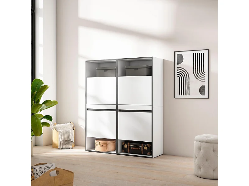 Sapateira, 120x35x145cm, Para quarto, dormitório, Armário de Sapatos, Branco