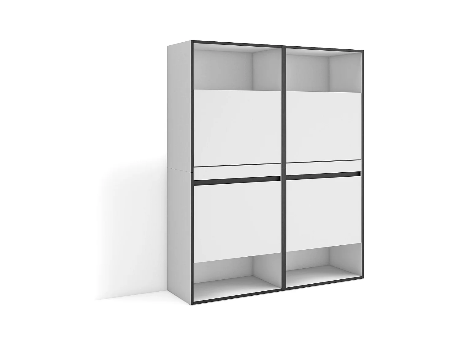 Schoenenkast, 120x35x145cm, Voor slaapkamer, kamer, Schoenenrek, Wit