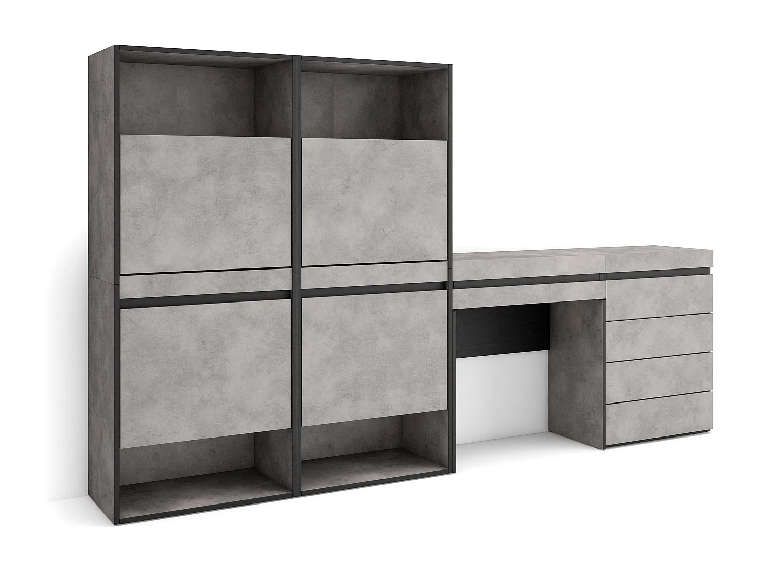 Schuhregal, Schuhschrank, 247x35x145cm, Für Schlafzimmer, Kommode mit Schubladen, Schminktisch, Zement