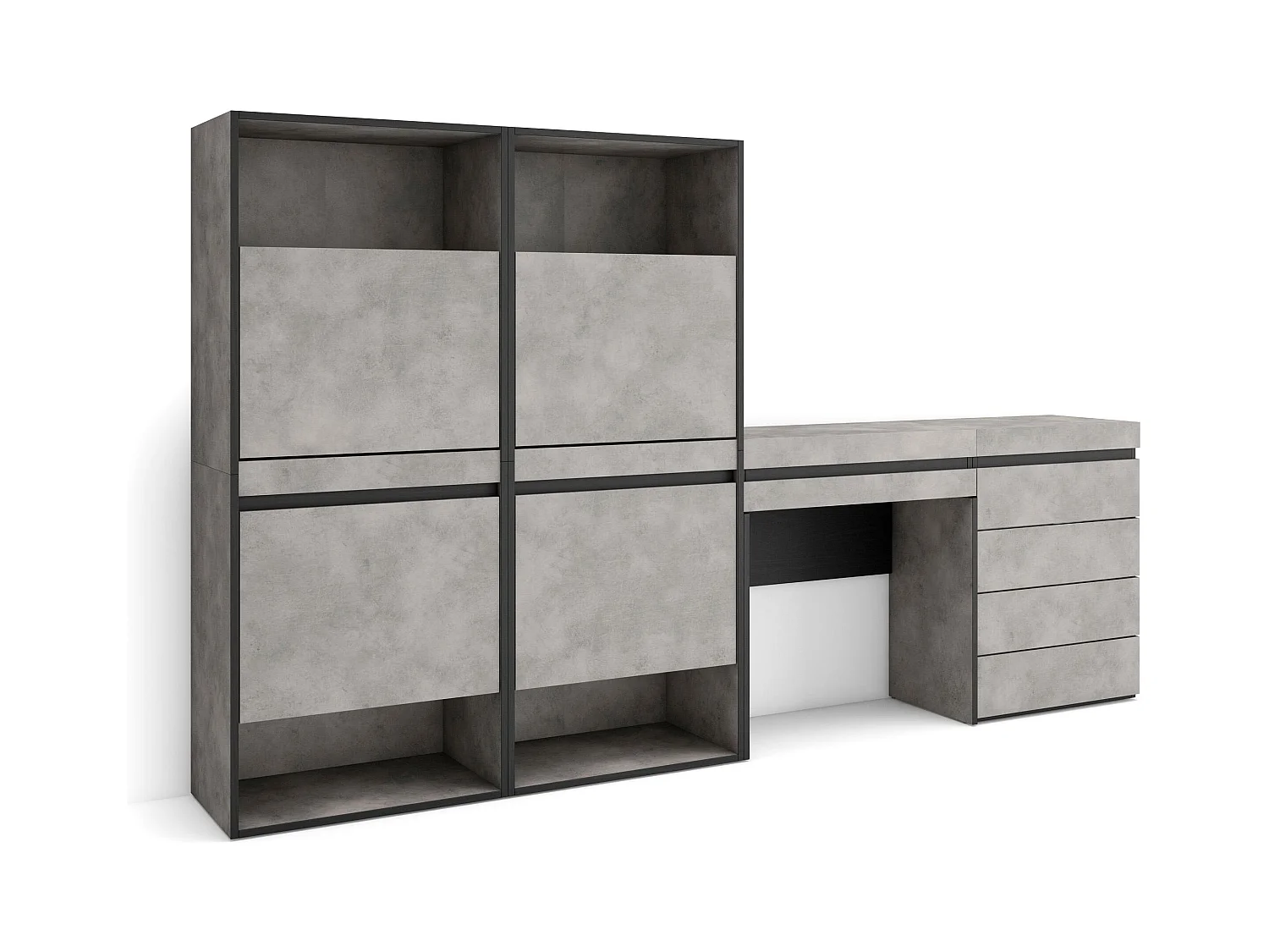 Meuble à Chaussures, 247x35x145 cm, Chambre à coucher, pièce, Commode, Buffet, Coiffeuse, Ciment
