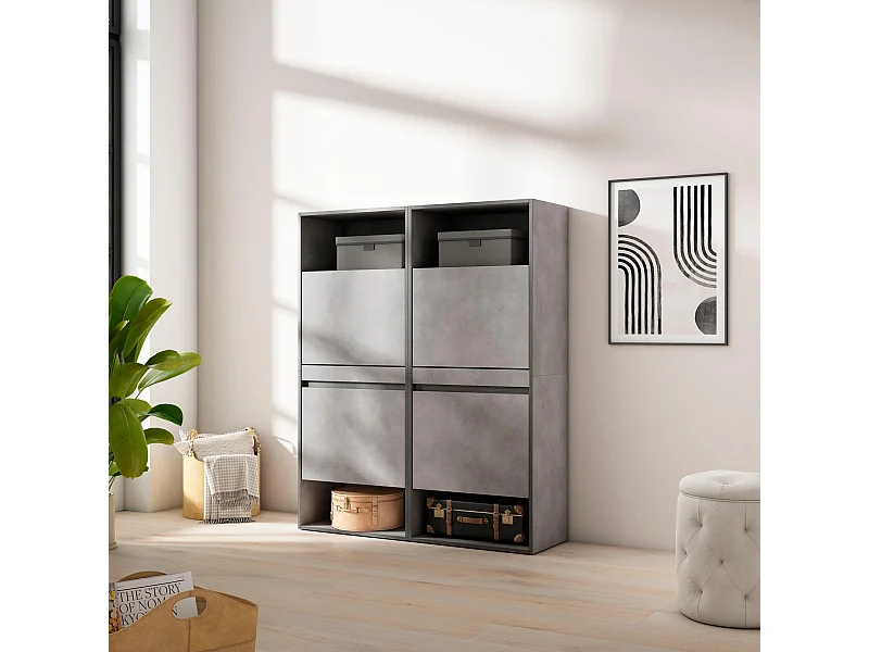 Schoenenkast, 120x35x145cm, Voor slaapkamer, kamer, Schoenenrek, Cement