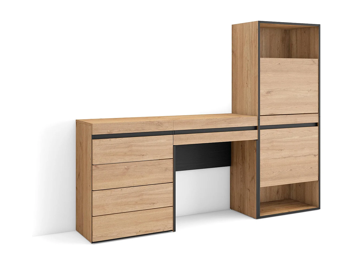Meuble à Chaussures, 187x35x145cm, Chambre à coucher, pièce, Commode, Buffet, Coiffeuse, Chêne