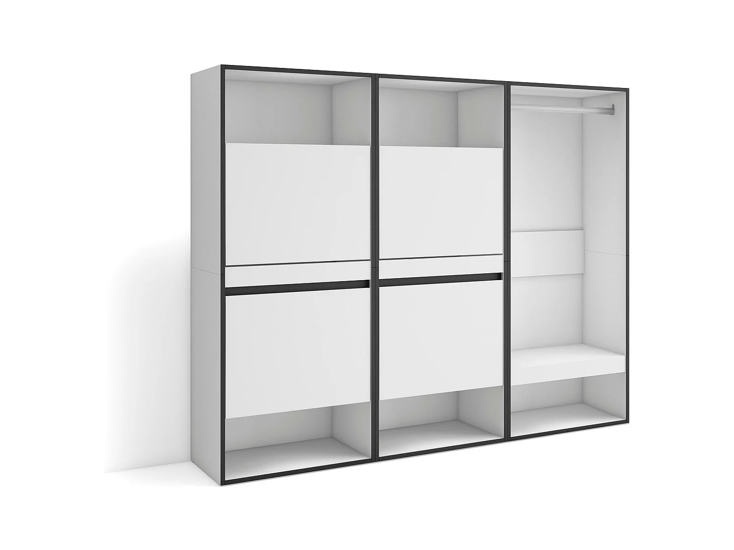 Schoenenkast, 180x35x145cm, Voor slaapkamer, kamer, Open Kledingkast, Wit