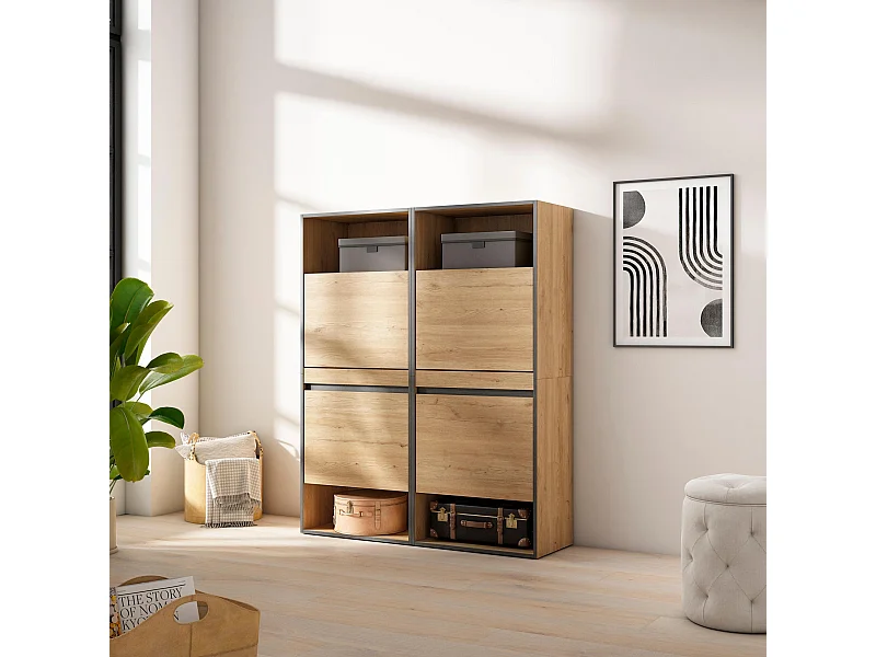 Schuhregal, Schuhschrank, 120x35x145cm, Für Schlafzimmer, Schuh-Organizer, Eiche