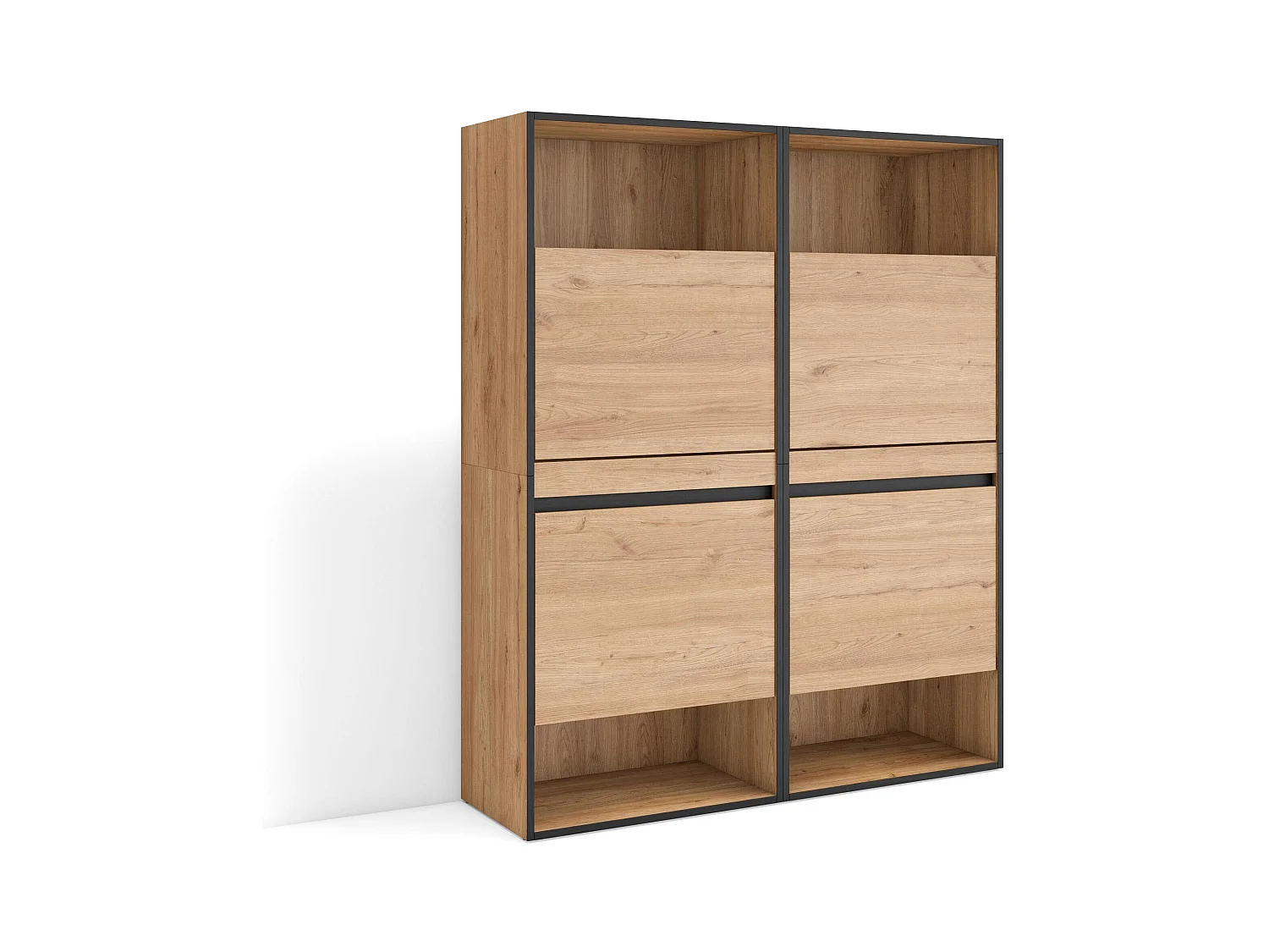 Schoenenkast, 120x35x145cm, Voor slaapkamer, kamer, Schoenenrek, Eiken