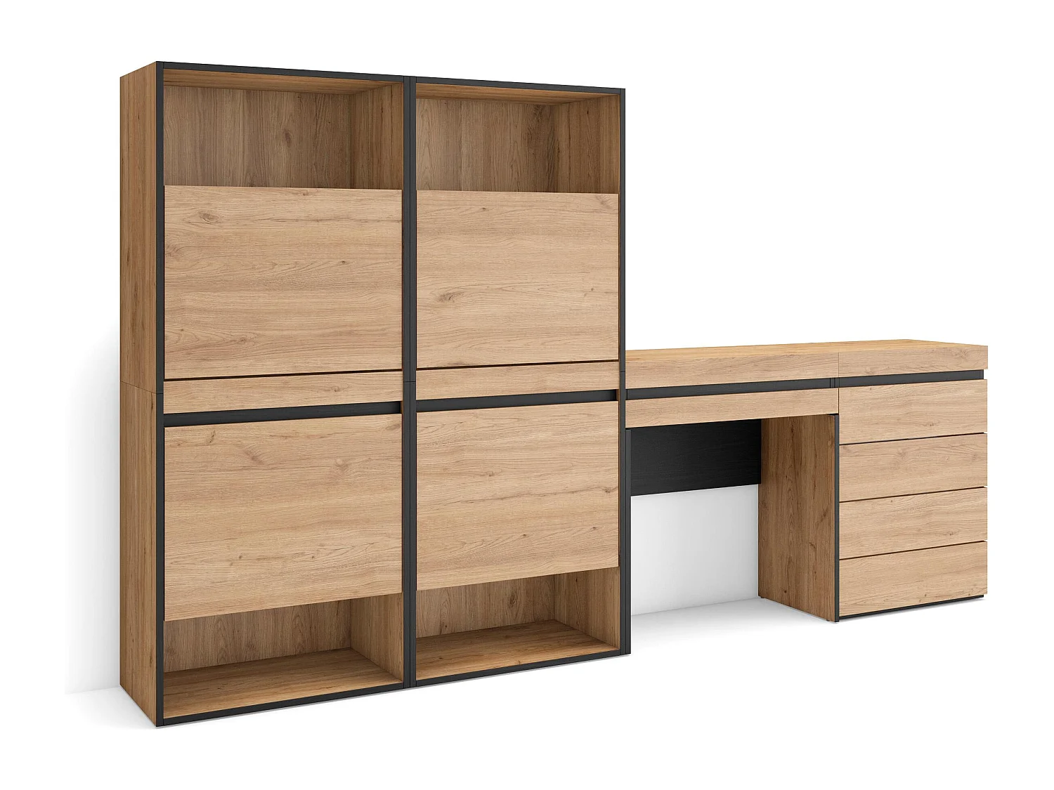 Meuble à Chaussures, 247x35x145cm, Chambre à coucher, pièce, Commode, Buffet, Coiffeuse, Chêne
