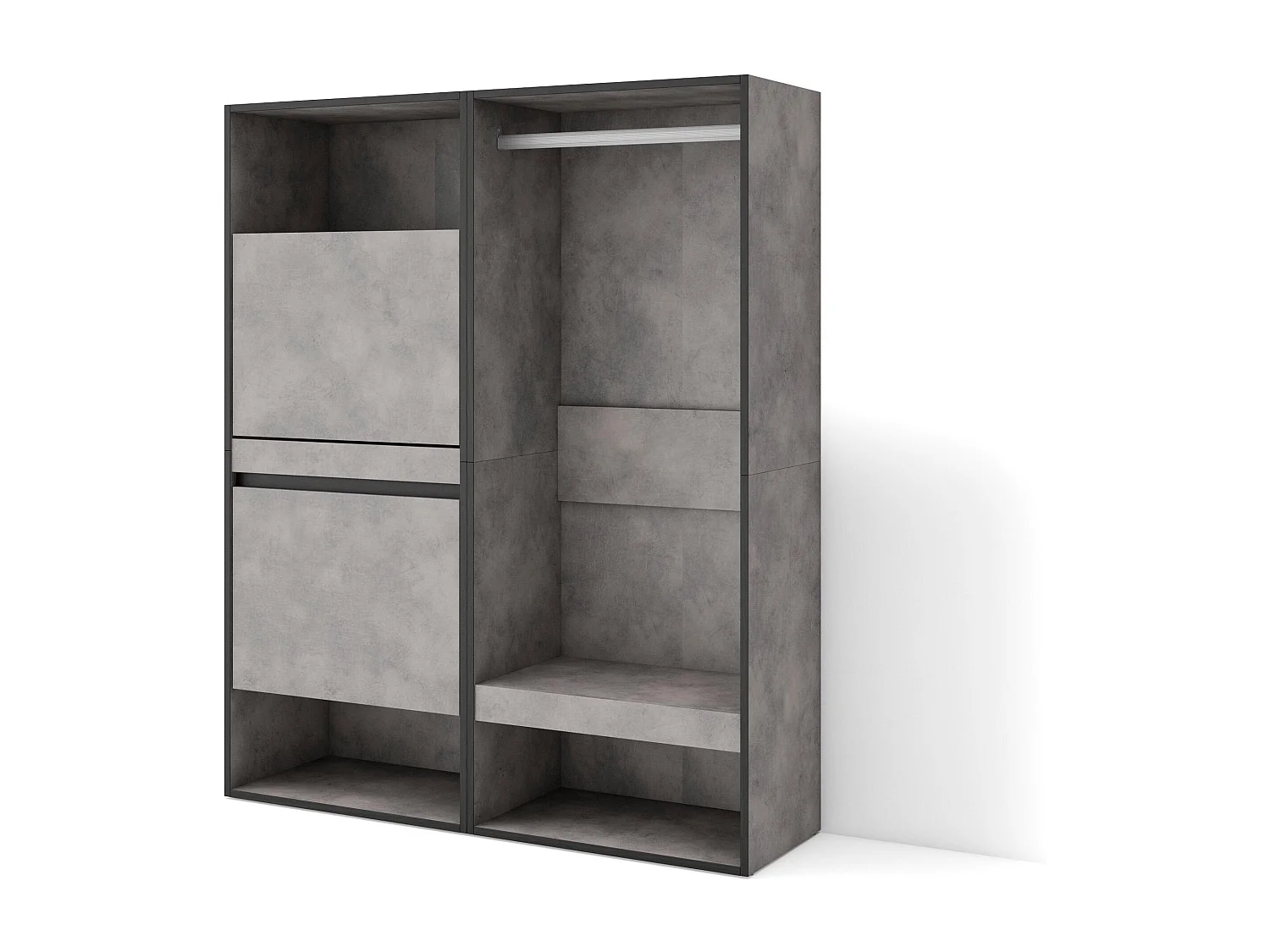 Meuble à Chaussures, 120x35x145 cm, Chambre à coucher, pièce, Vestiaire ouvert, Ciment