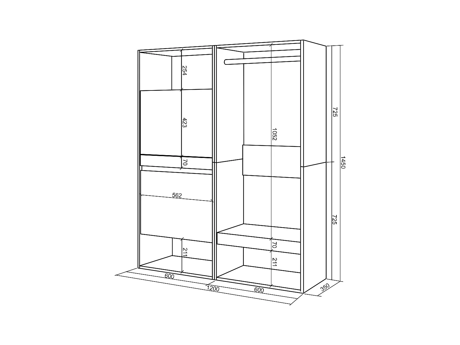Meuble à Chaussures, 120x35x145 cm, Chambre à coucher, pièce, Vestiaire ouvert, Chêne