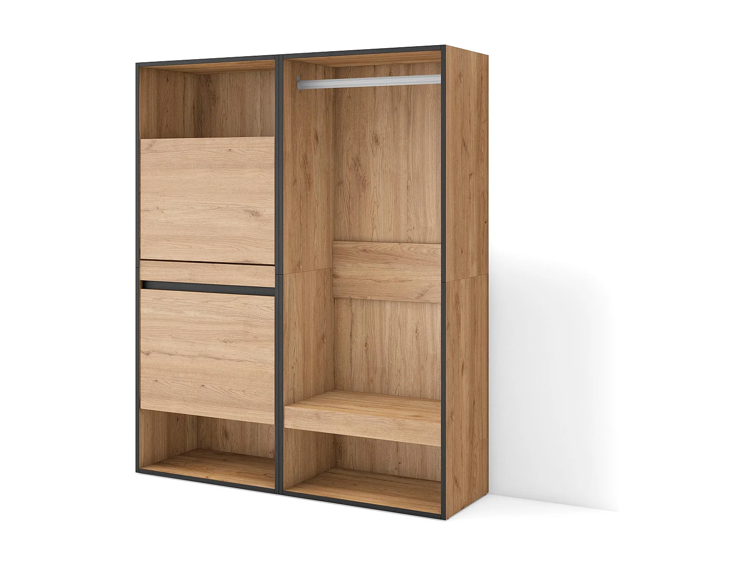 Zapatero, 120x35x145cm, Dormitorio, habitación, Vestidor abierto, Roble