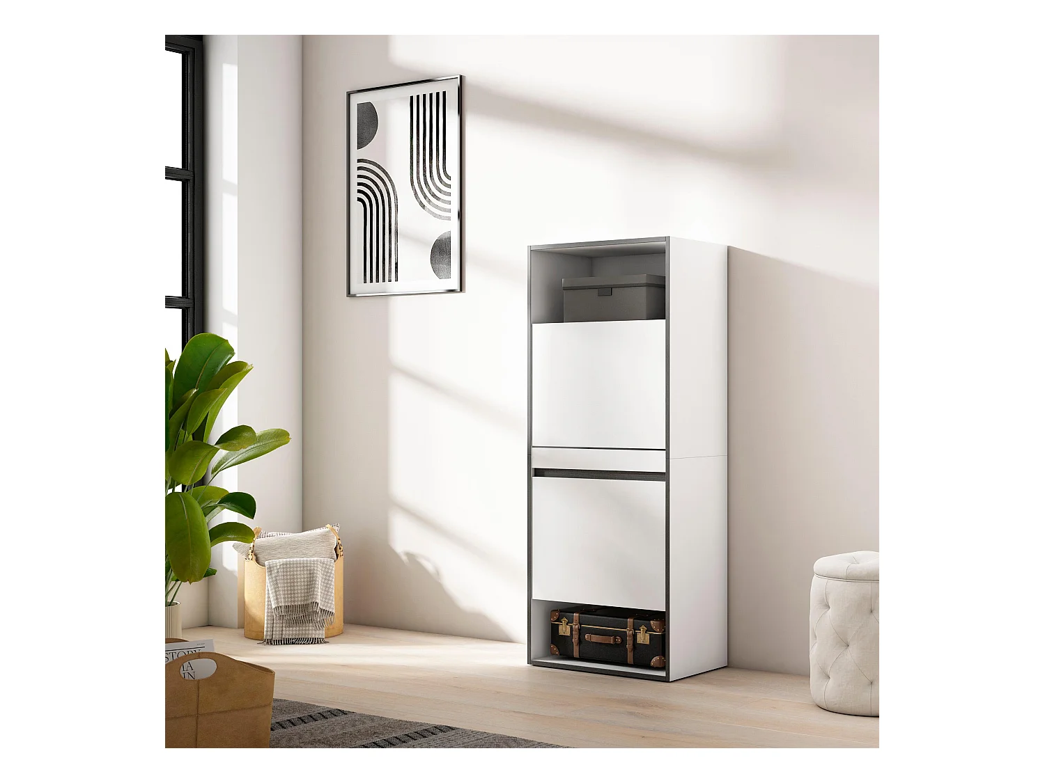 Meuble à Chaussures, 60x35x145 cm, Chambre à coucher, pièce, Armoire  chaussures, Blanc