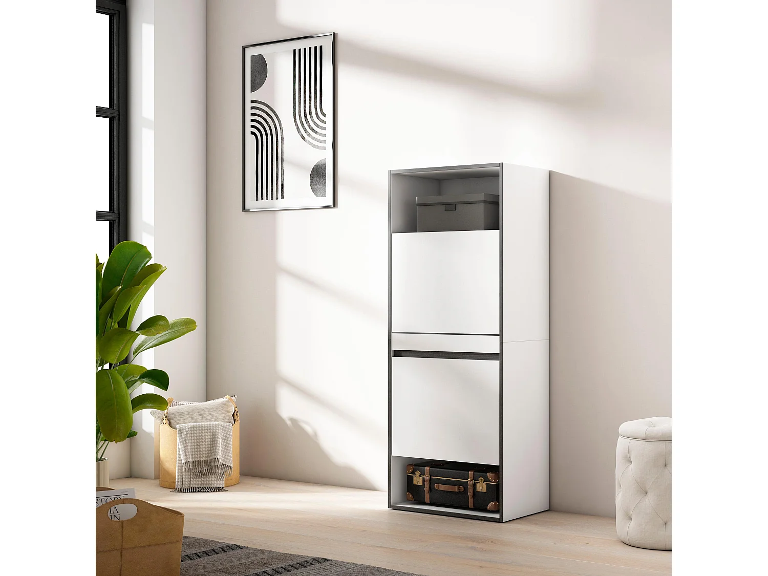 Meuble à Chaussures, 60x35x145 cm, Chambre à coucher, pièce, Armoire  chaussures, Blanc