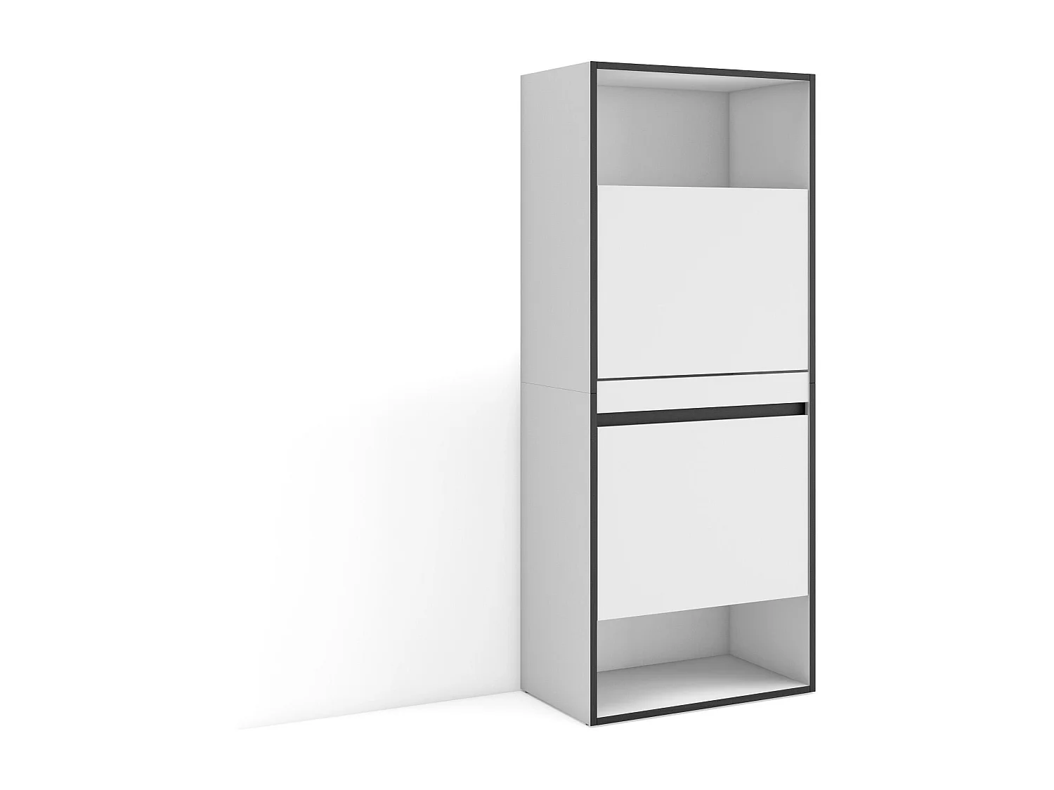 Zapatero, 60x35x145cm, Dormitorio, habitación, Mueble auxiliar, Blanco