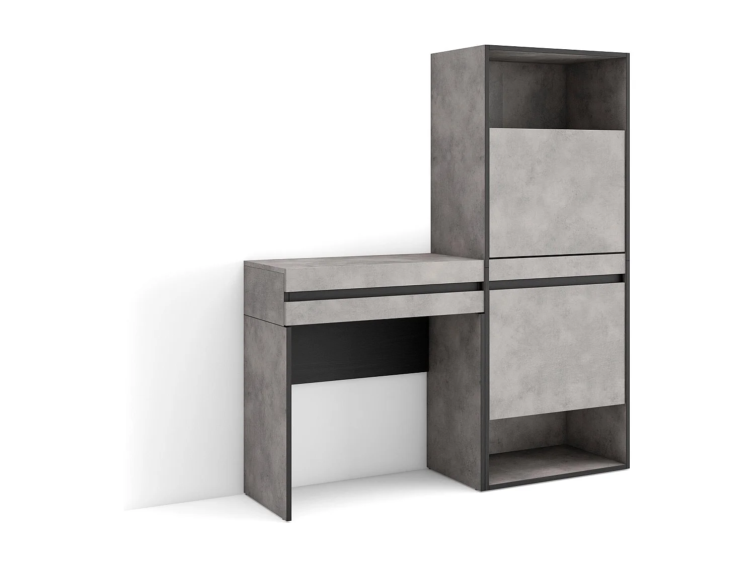 Schoenenkast, 130x35x145cm, Voor slaapkamer, kamer, Kaptafel, Make-uptafel, Cement