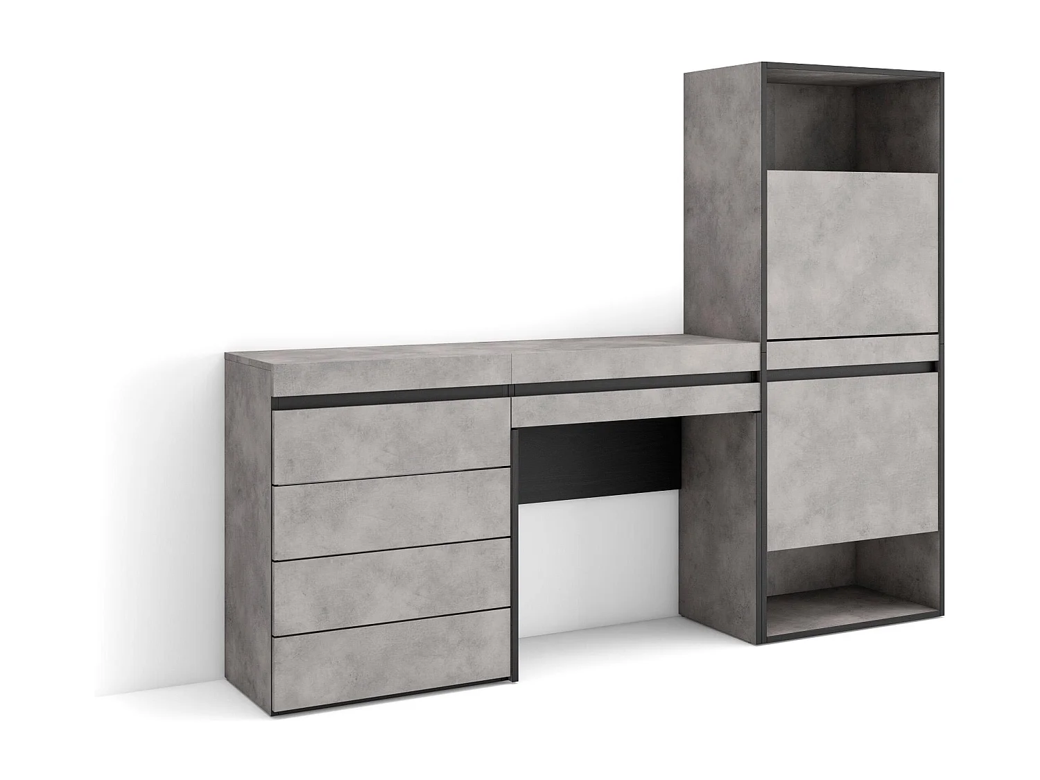 Meuble à Chaussures, 187x35x145 cm, Chambre à coucher, pièce, Commode, Buffet, Coiffeuse, Ciment