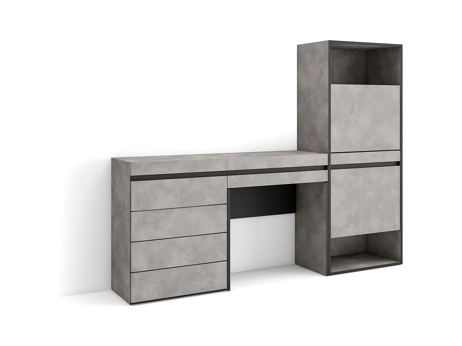 Meuble à Chaussures, 187x35x145 cm, Chambre à coucher, pièce, Commode, Buffet, Coiffeuse, Ciment